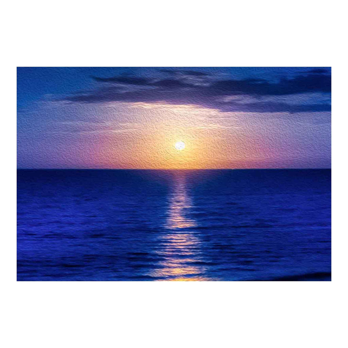 ECC "Blue Moon" Canvas Print - 8x10 inches, Original photograph by Photographer Claire Closson, Blues and violet with the orange glow of the moon rise. Canvas print is ready to hang.