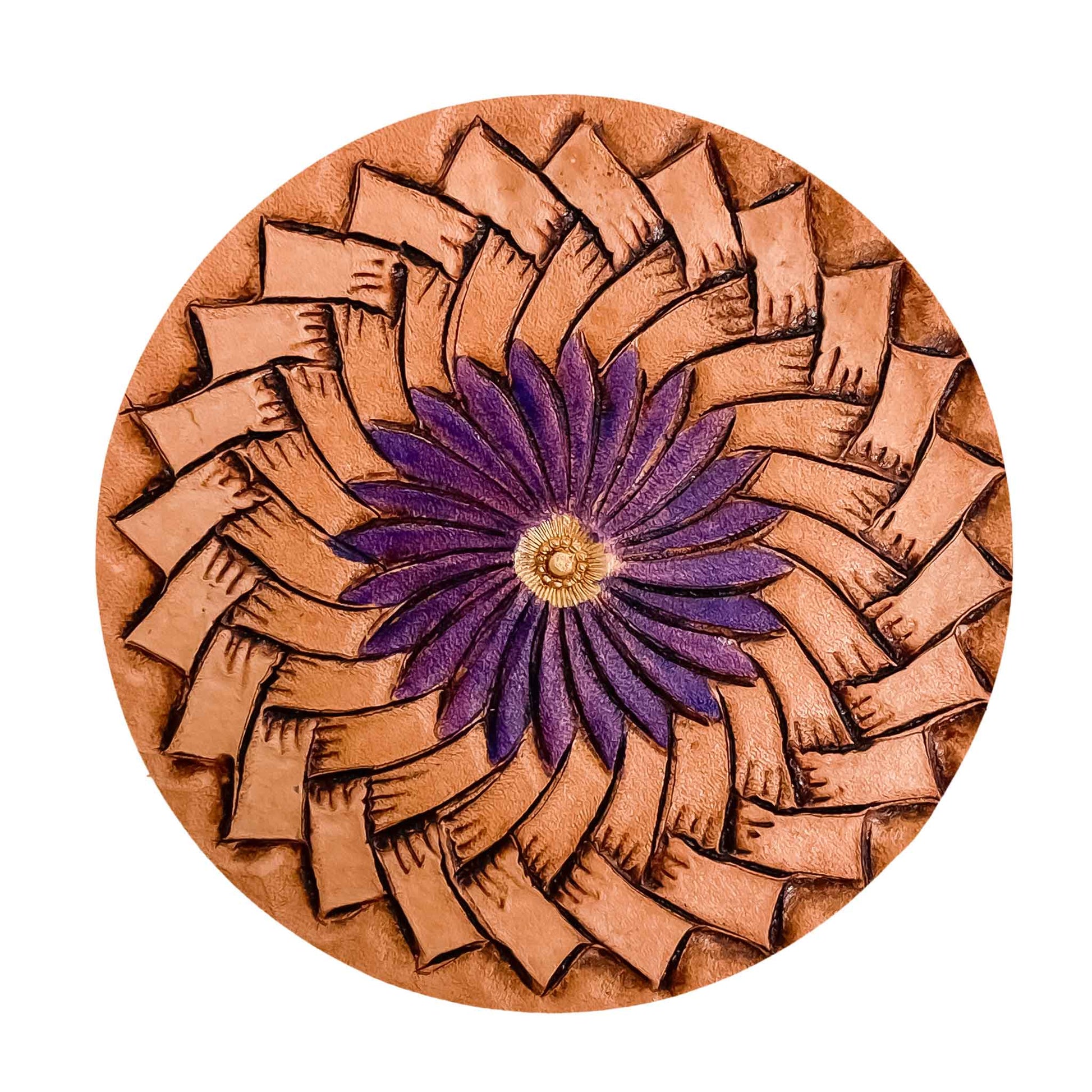 Purple EKT Hand Carved Leather Coasters