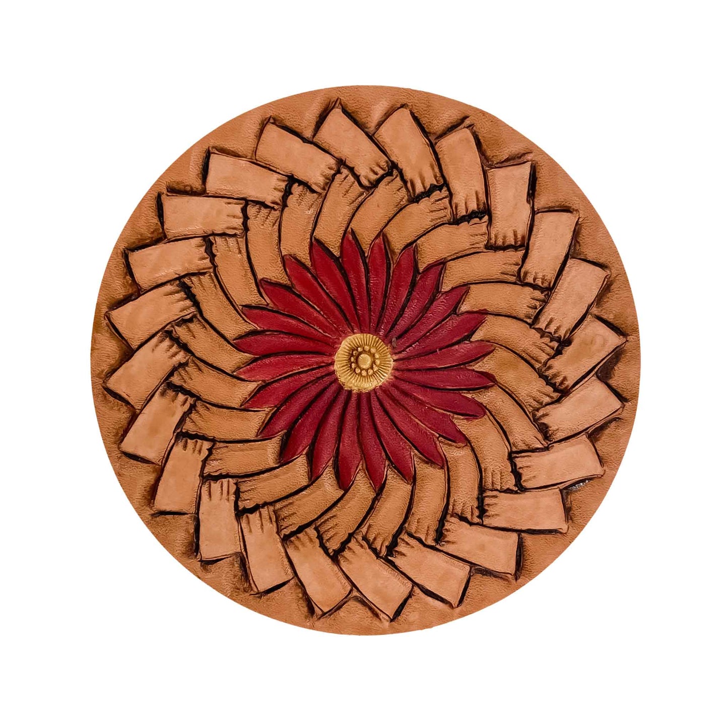 Red EKT Hand Carved Leather Coasters