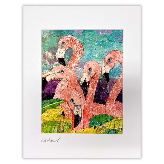 EMH Flamingo Family matted print