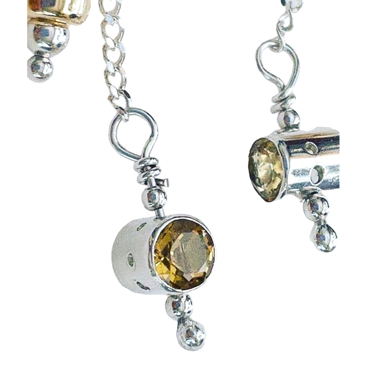 Gemstone and Silver Earrings