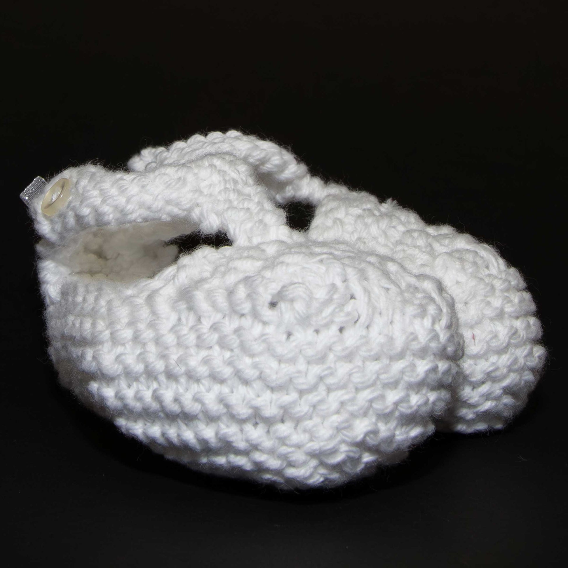 Infant Sandals, 0-6 months, hand knit, basket weave pattern, cotton, washable, White