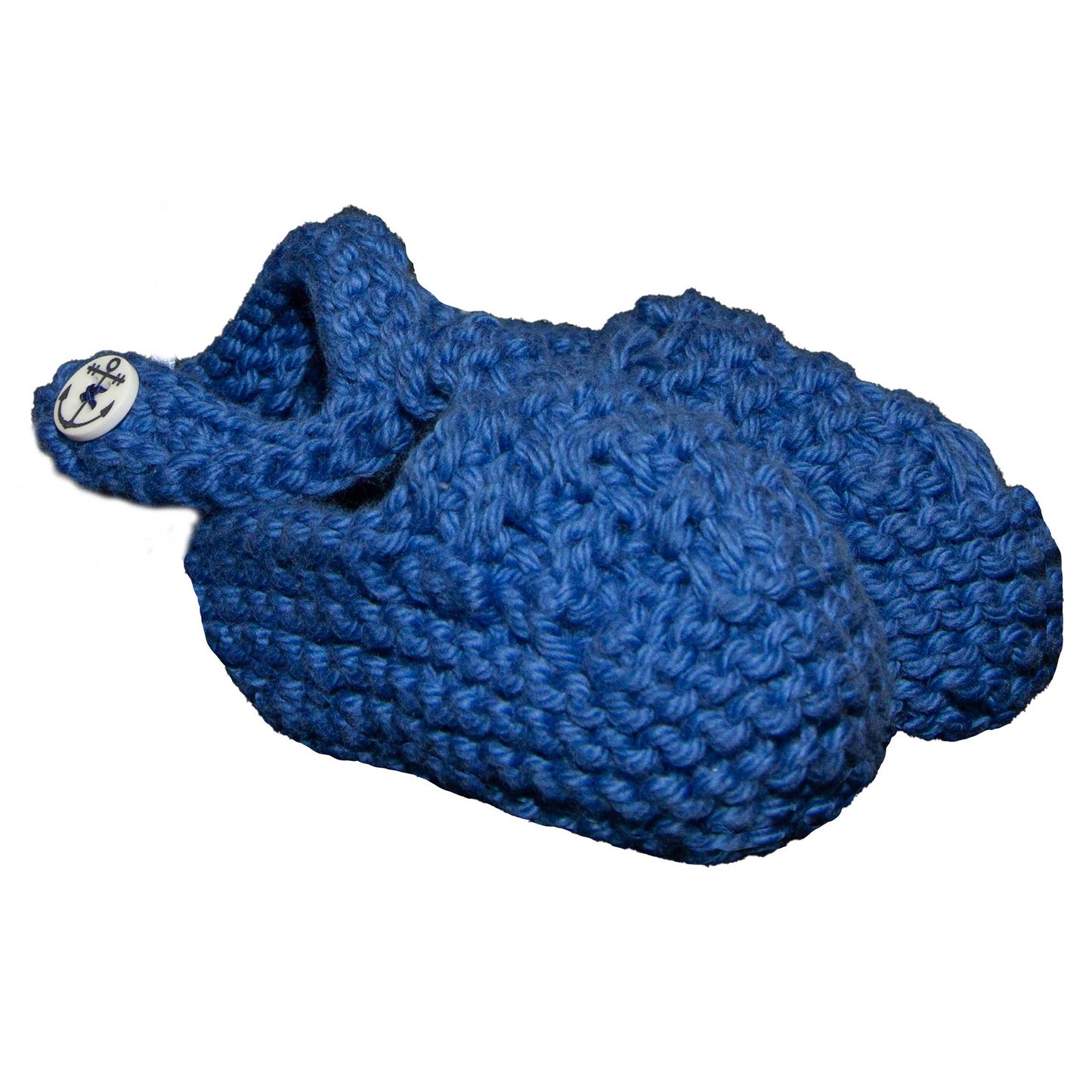 Infant Sandals, 0-6 months, hand knit, basket weave pattern, cotton, washable, Royal Blue