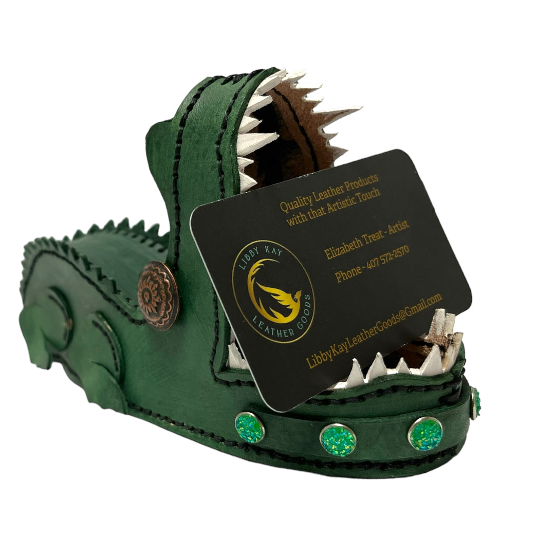 Leather Alligator Phone Stand/ Business Card Holder