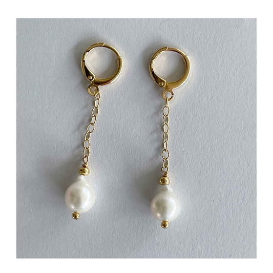 Fresh water pearls, 4mm, gold filled chain, Gold filled lever backs, 1.75”