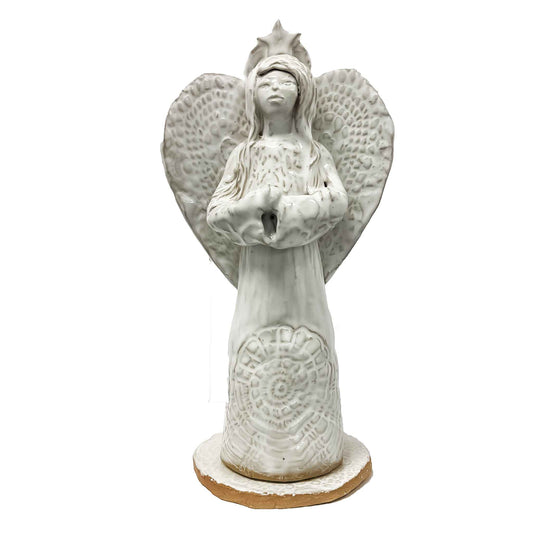 SAS Angel Sculpture with Heart Wings Front