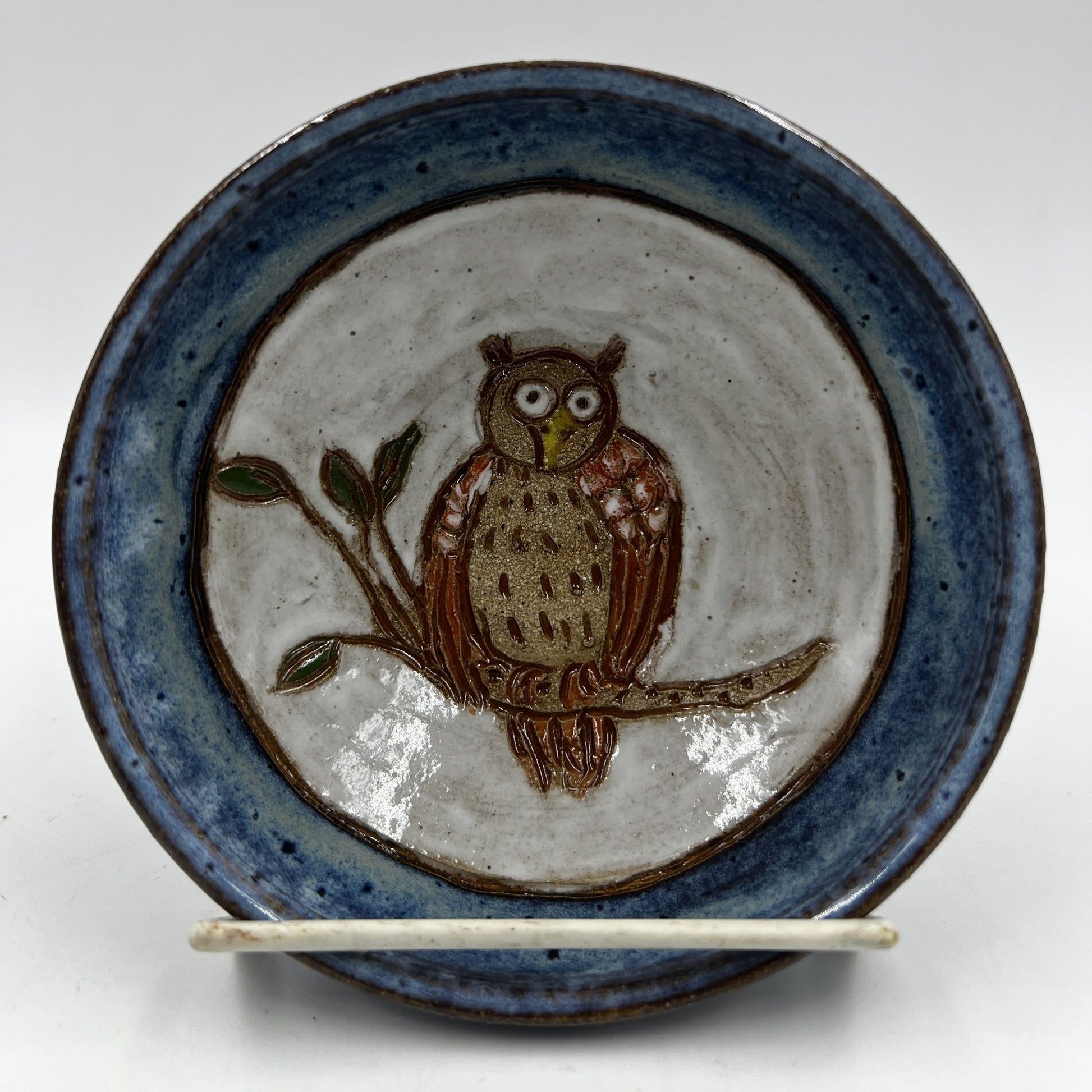 Details of SAS Owl Hand Painted Stoneware Bowl