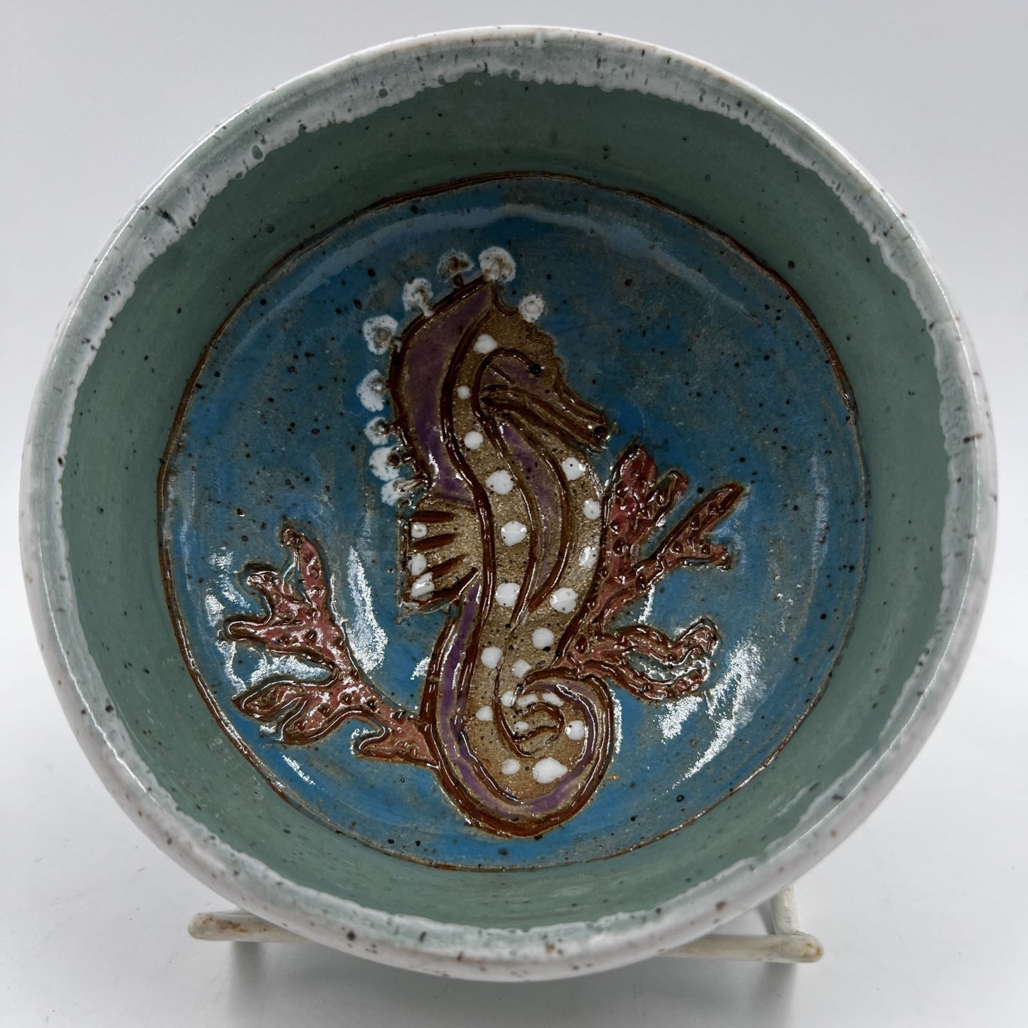 Details of SAS Seahorse Hand Painted Stoneware Bowl