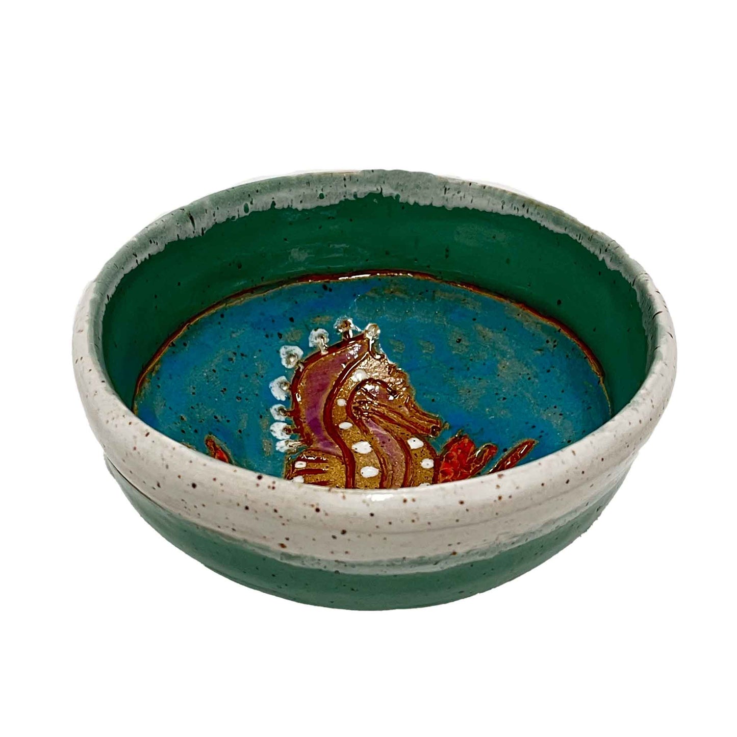 SAS Seahorse Hand Painted Stoneware Bowl