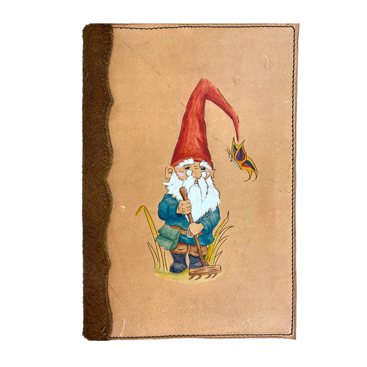 Hand Painted Gnome Leather Journal small