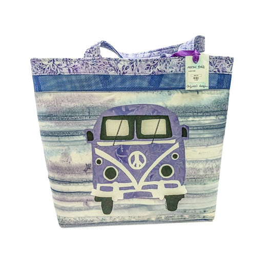 Lilac VW Peace Ban on Lilac Striped tote