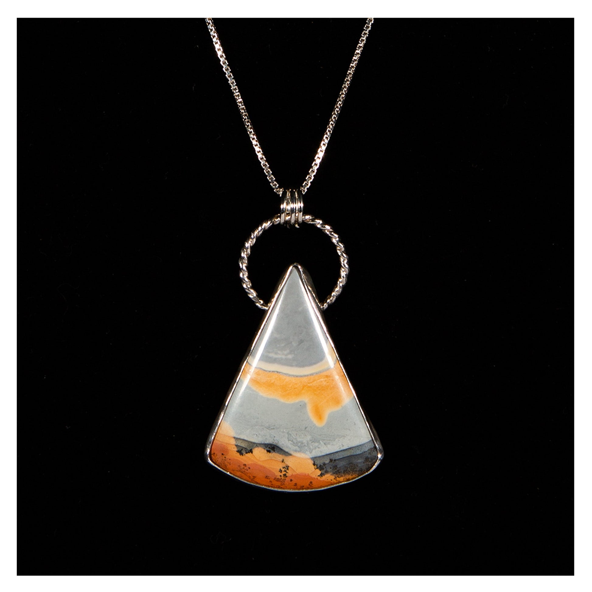 Maligano Jasper triangle shaped gemstone, sterling silver, pendant, necklace, jasper necklace, sterling silver necklace