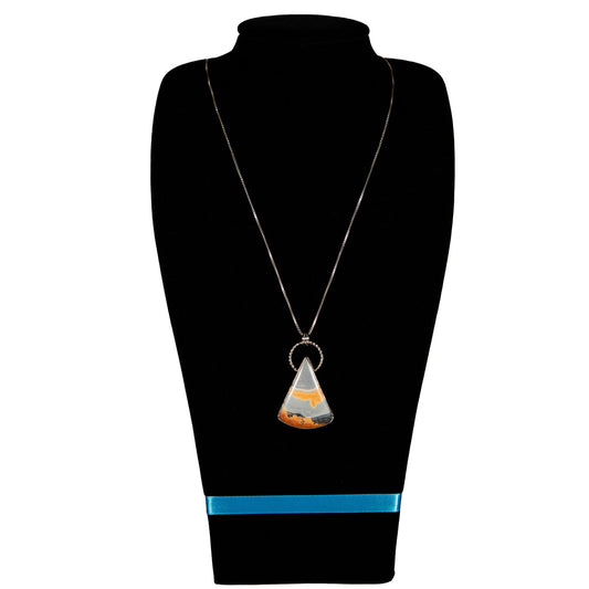 Maligano Jasper triangle shaped gemstone, sterling silver, pendant, necklace, jasper necklace, sterling silver necklace