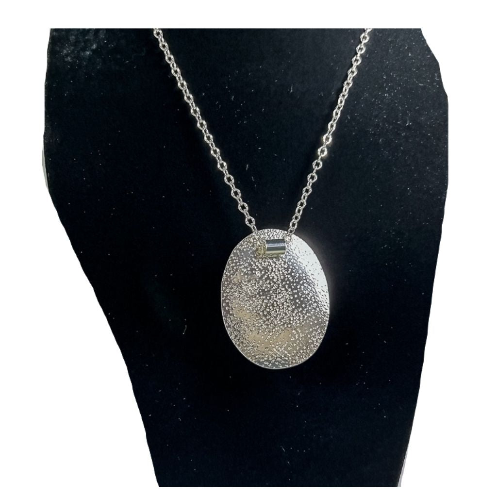 view of back of pendant and chain in sterling silver