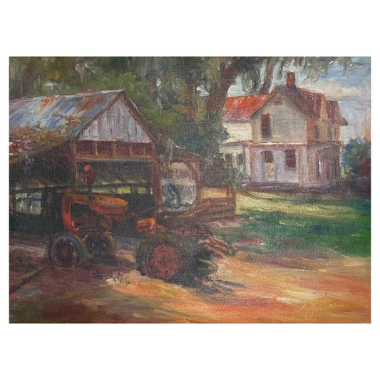 Alpine Grove, St. Johns River, Barn Painting, Tractor, Florida Landscape