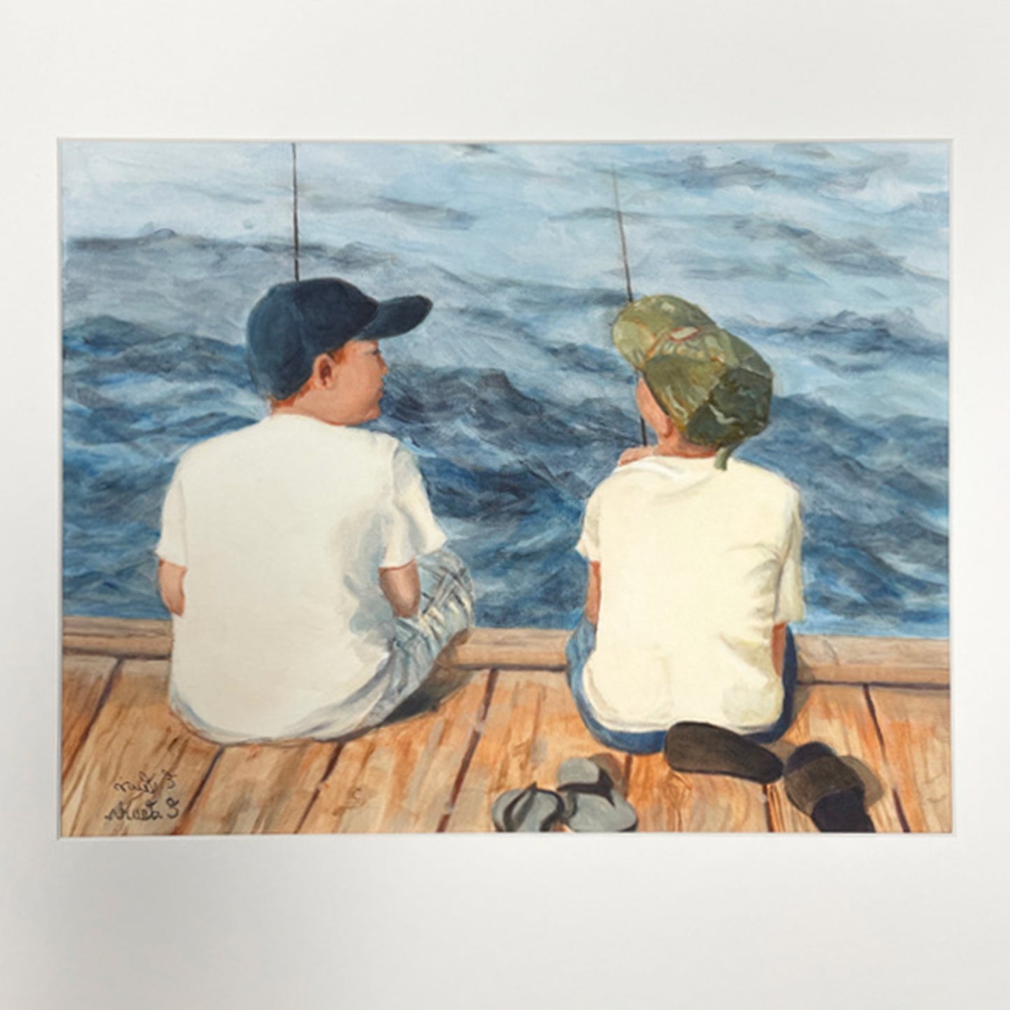 close up of two boys fishing
