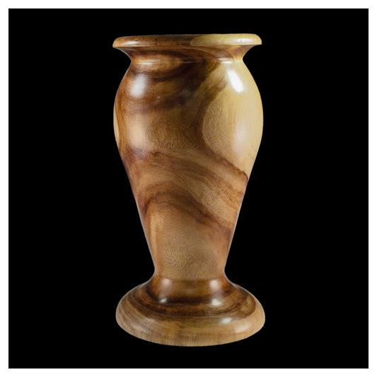 wood turned vase, wood vase, camphor wood vase